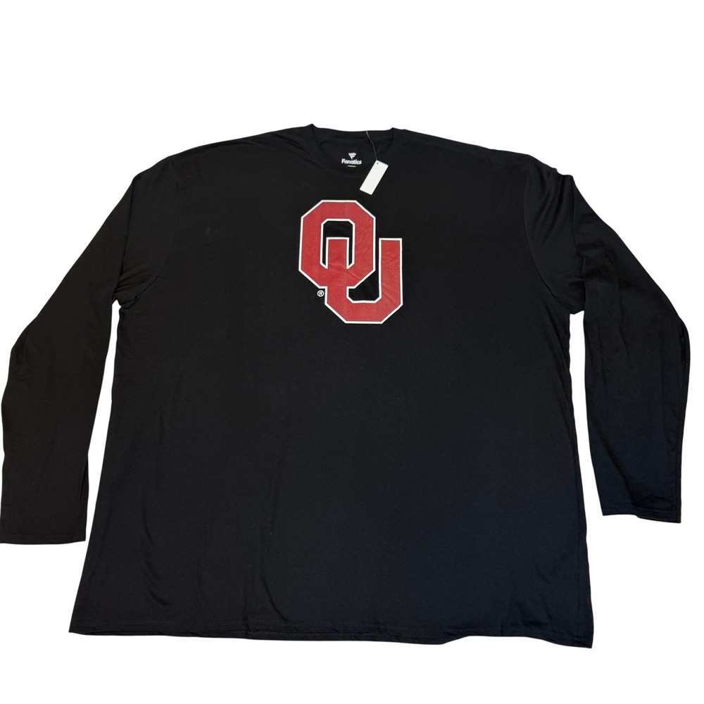 NWT Fanatics Oklahoma Sooners OU Long Sleeve Shirt Black Men's 5XL NCAA